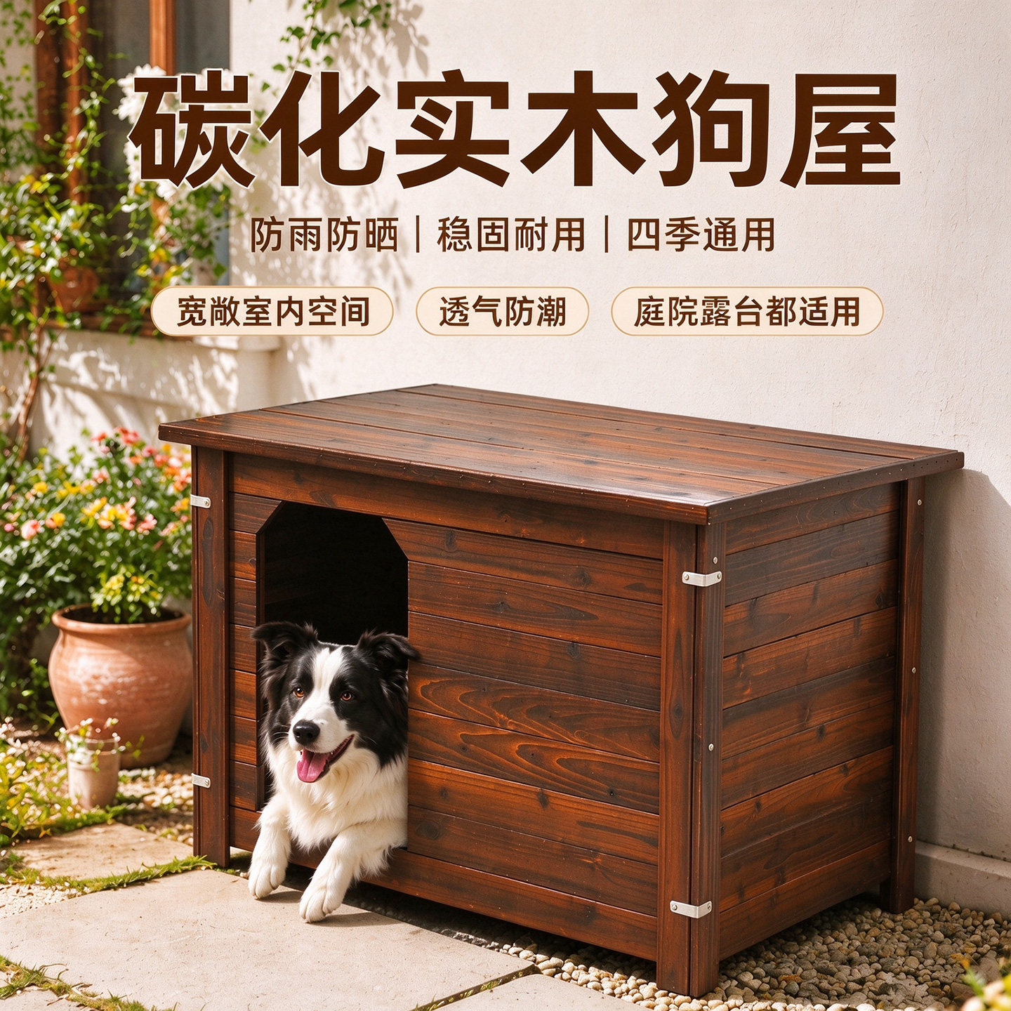 狗屋户外防雨防寒实木狗窝四季通用犬舍大型宠物狗别墅小型犬狗屋