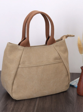 M/爱牧格帆布包女包日韩上班手拎便当包饭盒袋手提简约托特小包包