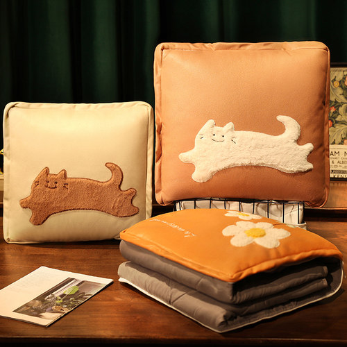 ins花朵抱枕被子两用办公室