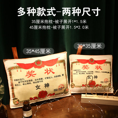 奖状定制抱枕沙发客厅办公室午睡折叠被子两用汽车靠枕车用空调被