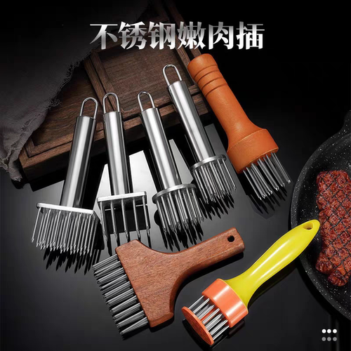 断筋嫩肉针猪扒鸡排鸡翅松肉针敲肉锤不锈钢牛排扎孔器猪皮插