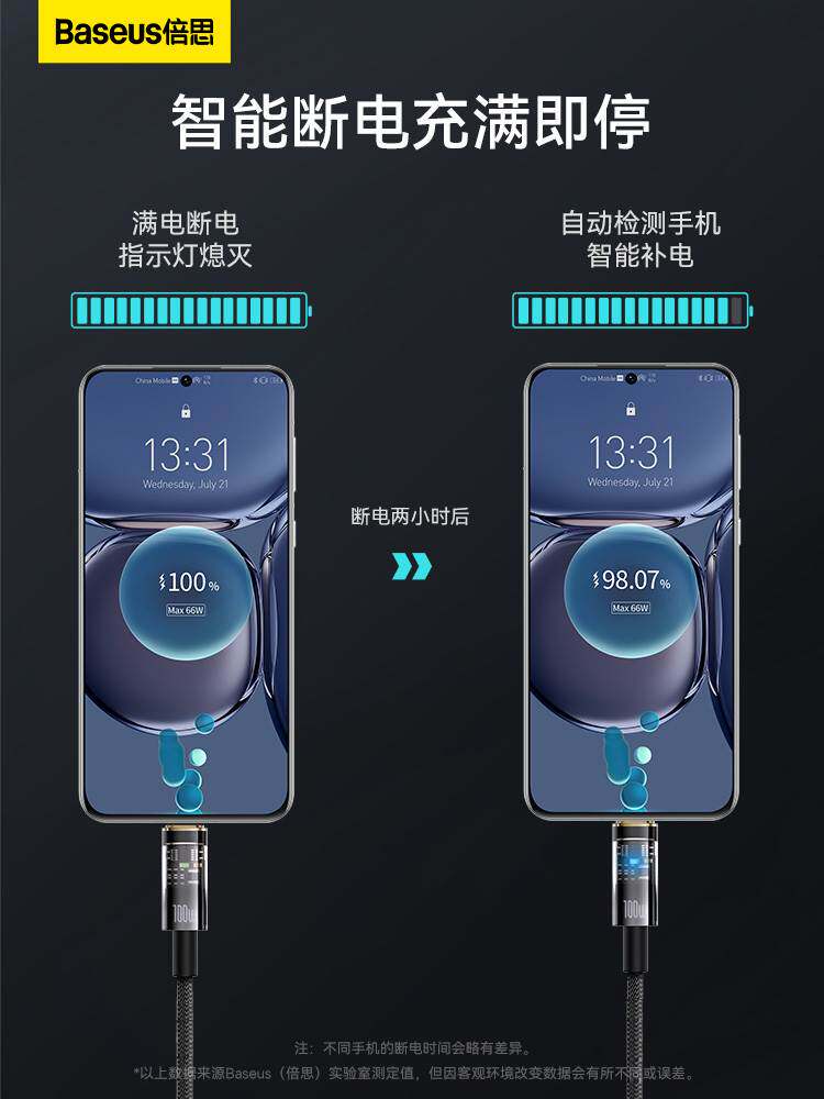 倍思tpyec数据线type-c安卓100W超级快充自动断电适用华为6a荣耀m高性价比高么？