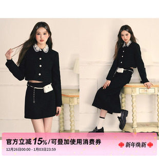 秋冬娃娃领外套半裙两件套 茜茜公主小香风套装 STUDIO原创设计