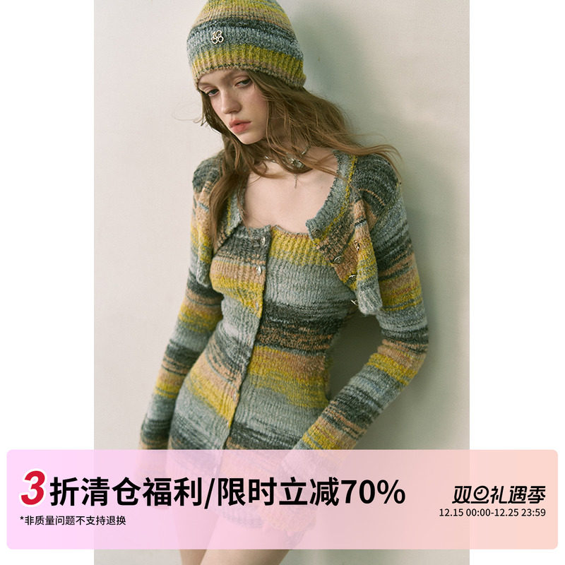 1PSTUDIO针织开衫抹胸短裙套装