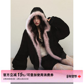 短裙两件套装 STUDIO 正反两穿巴恩风环保皮草毛毛外套秋冬工装