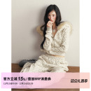 1P STUDIO 碎花短款毛领连帽加绒卫衣外套休闲松紧腰卫裤两件套装