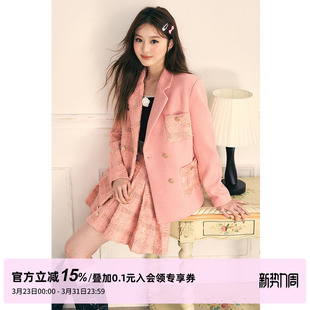 女春季 百褶半裙两件套装 平纹呢小香风西装 STUDIO原创设计