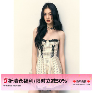 5折秒杀 限时清仓 缎面波点花边蓬蓬大裙摆抹胸短裙 STUDIO