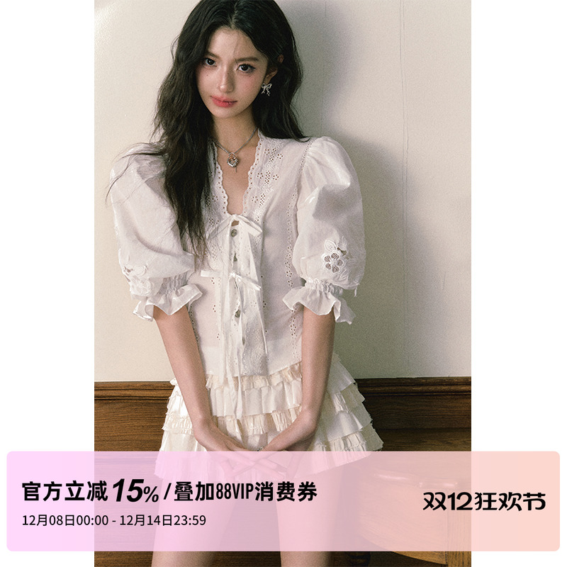 1PSTUDIO白色泡泡袖衬衫两件套