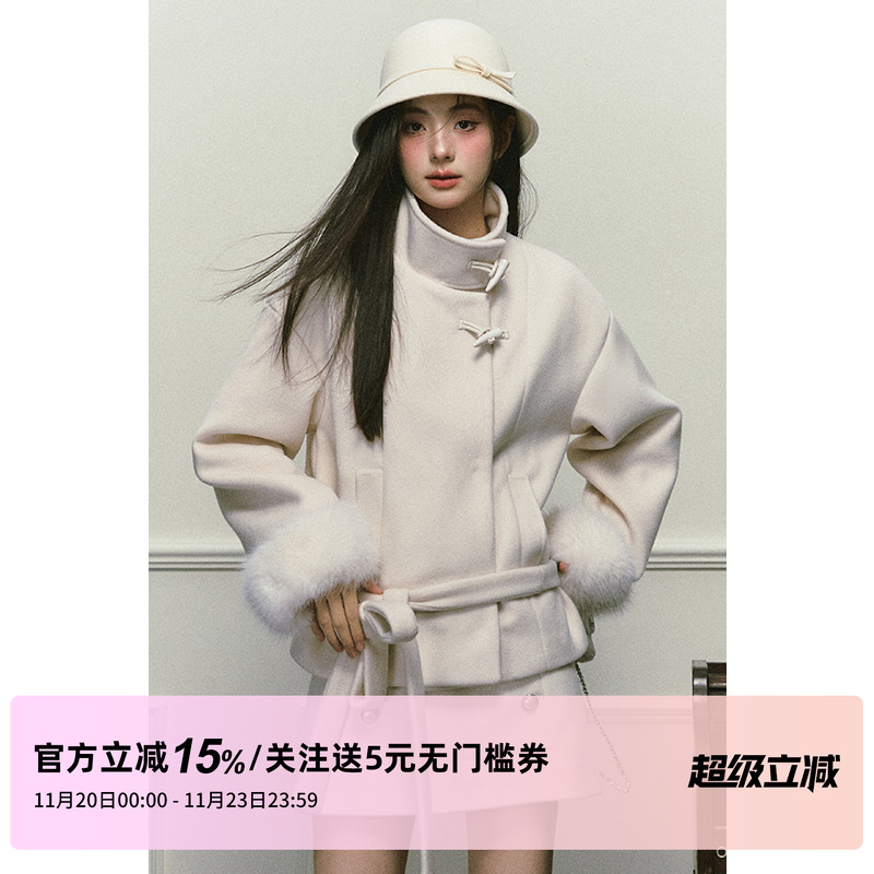 1PSTUDIO毛毛外套短半裙套装