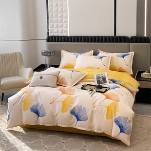 2025新款 亲肤大被罩水洗棉简约斜纹磨毛被罩床单学生被罩