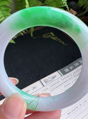 圆条53圈口缅甸天然A货老坑种翡翠手镯玉镯子平洲直供001D0209