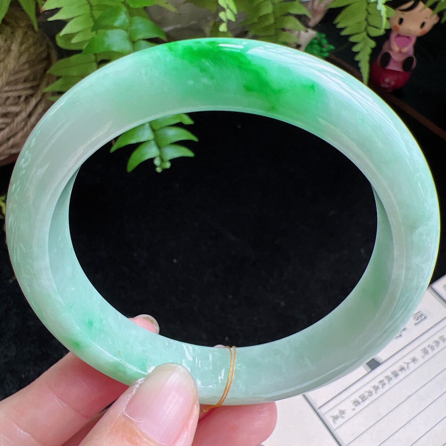 60圈口缅甸天然A货老坑种玉镯平洲翡翠手镯精选编号055D0418E