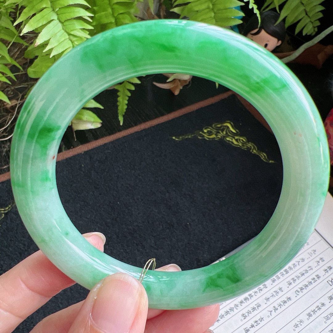 圆条59圈口缅甸天然A货老坑种翡翠手镯玉镯子平洲翡翠手镯精选,珠宝/钻石/翡翠,手镯,淘宝优惠券,粉丝福利购,淘宝优惠卷