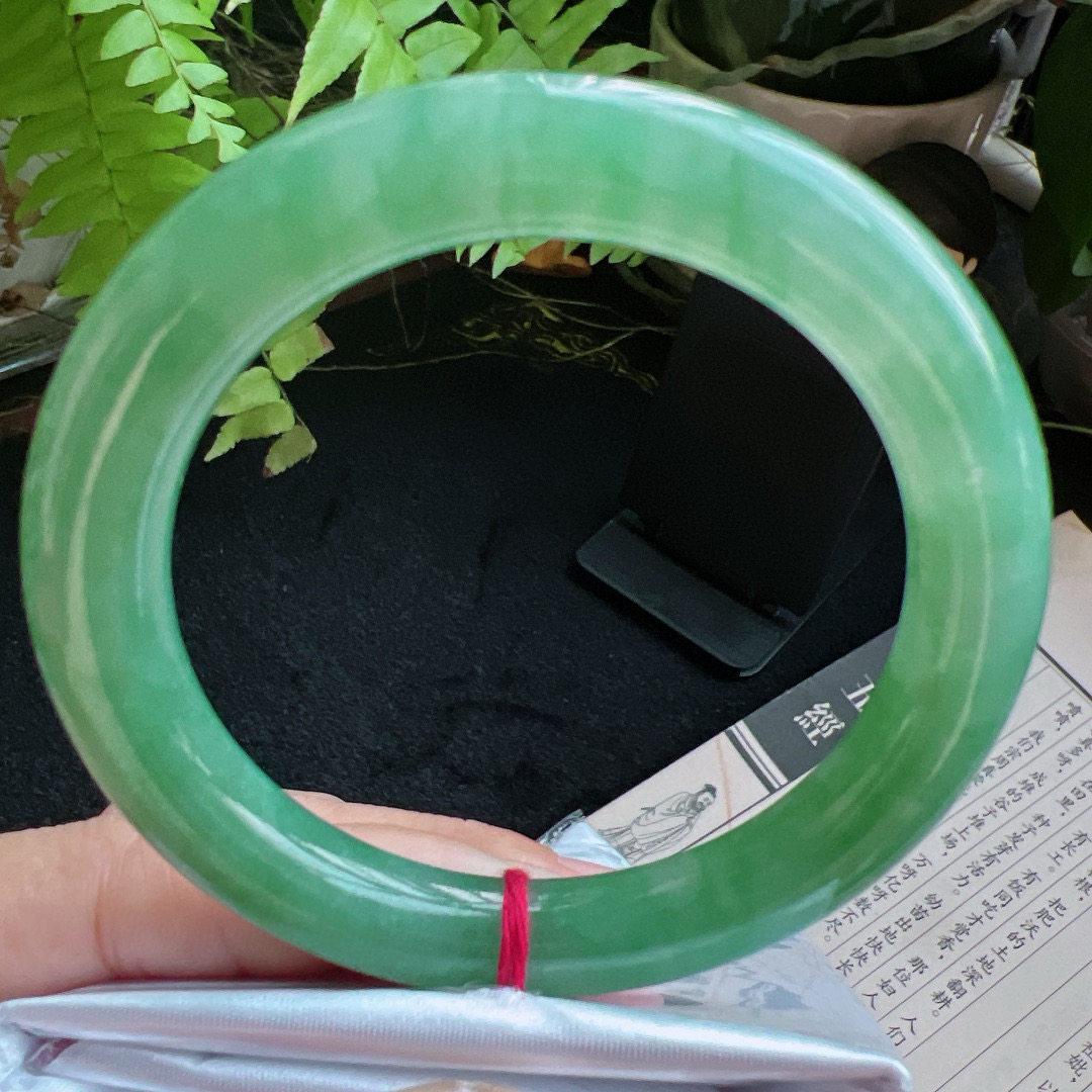 圆条55圈口缅甸天然A货老坑种翡翠手镯玉镯子平洲翡翠手镯精选