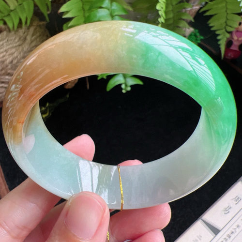 55圈口缅甸天然A货老坑种玉镯平洲翡翠手镯精选编号061D0406E