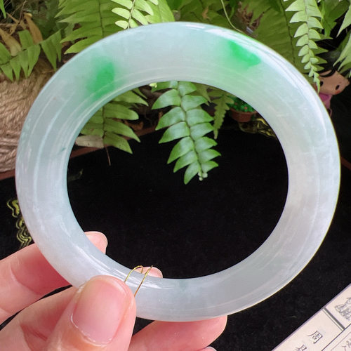 圆条53圈口缅甸天然A货老坑种玉镯平洲翡翠手镯精选编号046D0410E