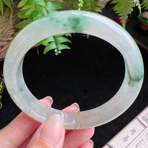 57圈口缅甸天然A货老坑种玉镯平洲翡翠手镯精选编号011D0327