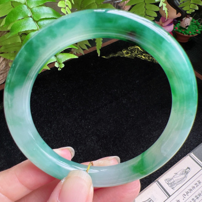 57圈口缅甸天然A货老坑种玉镯平洲翡翠手镯精选编号049D0321E