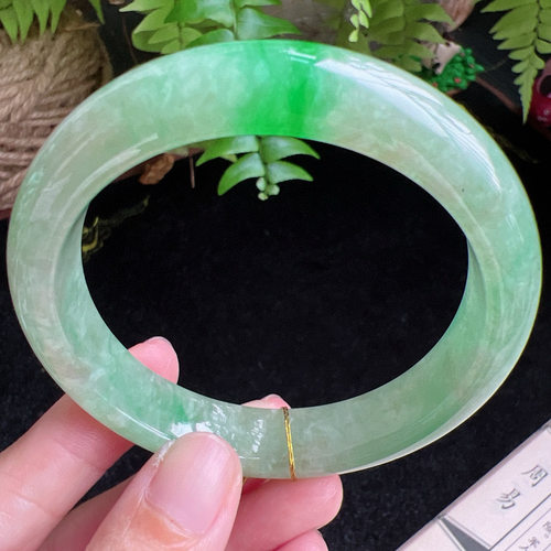 58圈口缅甸天然A货老坑种玉镯平洲翡翠手镯精选编号057D0406E