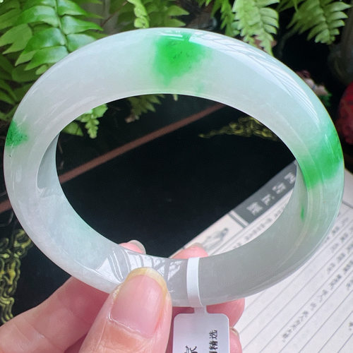 56圈口缅甸天然A货老坑种玉镯平洲翡翠手镯精选，编号048D0310E