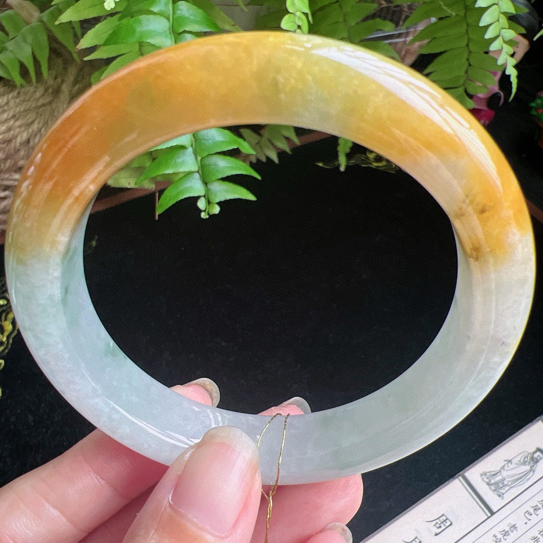 60圈口缅甸天然A货老坑种玉镯平洲翡翠手镯精选编号049D0324E