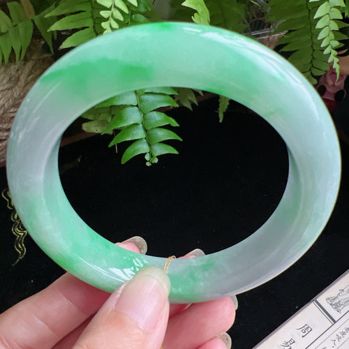 58圈口缅甸天然A货老坑种玉镯平洲翡翠手镯精选编号046D0405E