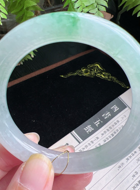 圆条53圈口缅甸天然A货老坑种玉镯平洲翡翠手镯精选编号047D0309E