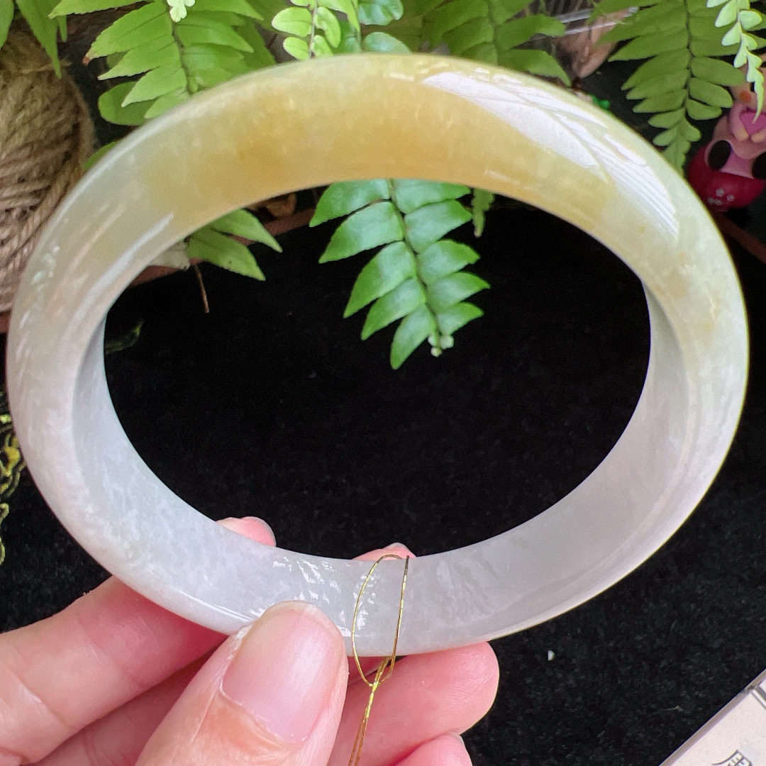 60圈口缅甸天然A货老坑种玉镯平洲翡翠手镯精选编号062D0410E