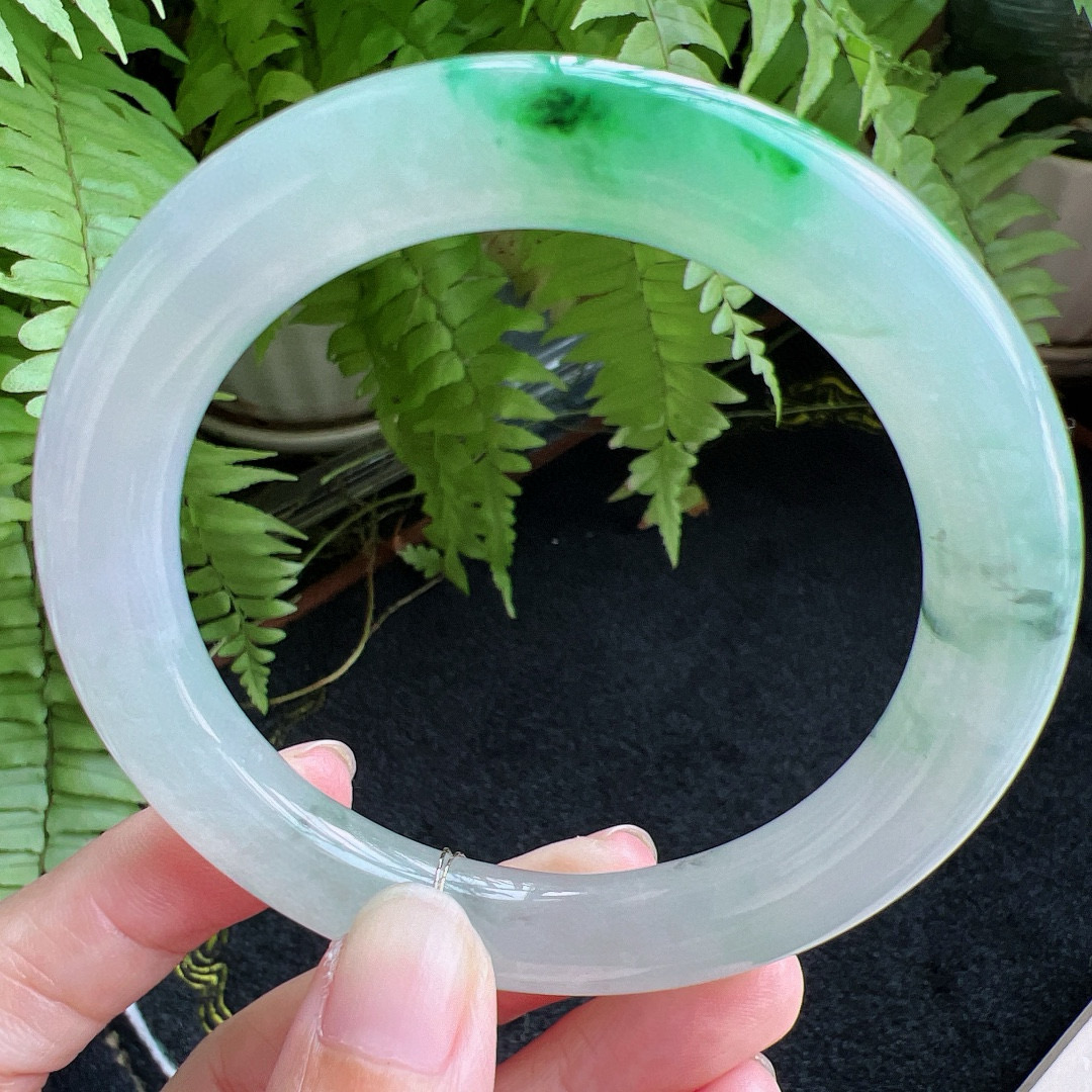 圆条60圈口缅甸天然A货老坑种翡翠手镯玉镯子平洲翡翠手镯精选