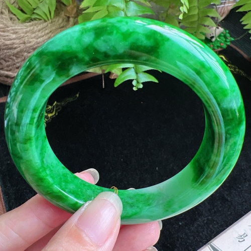 54圈口缅甸天然A货老坑种玉镯平洲翡翠手镯精选编号049D0403E