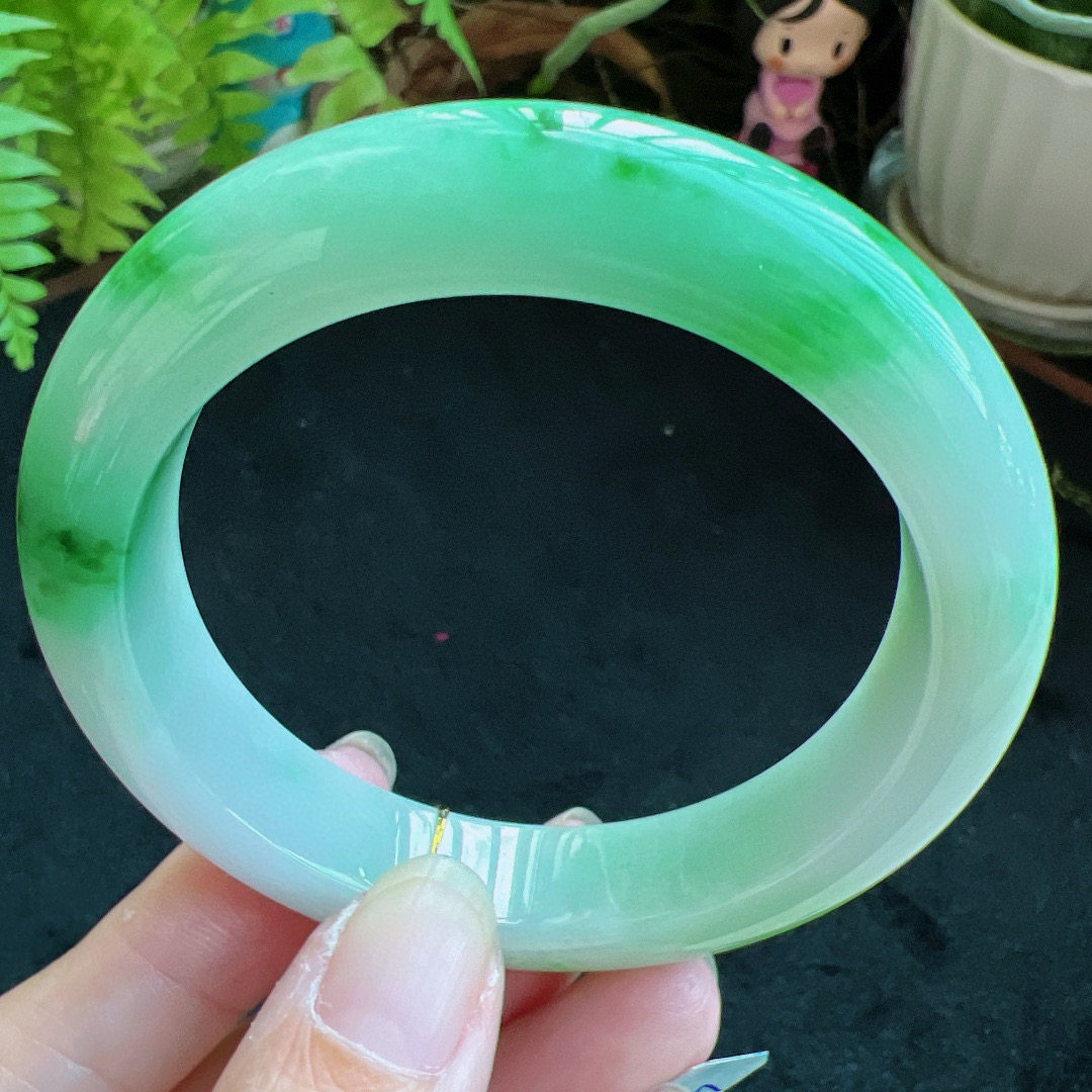 55圈口缅甸天然A货老坑种翡翠手镯玉镯子平洲翡翠手镯精选