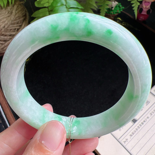 57圈口缅甸天然A货老坑种玉镯平洲翡翠手镯精选编号086D0406E