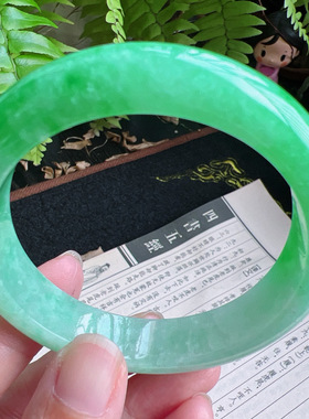 56圈口缅甸天然A货老坑种玉镯平洲翡翠手镯精选编号077D0307E