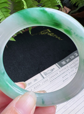 圆条52圈口缅甸天然A货老坑种翡翠手镯玉镯子平洲直供001D0209