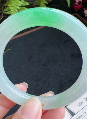 圆条55圈口缅甸天然A货老坑种翡翠手镯玉镯子平洲直供077D0202E