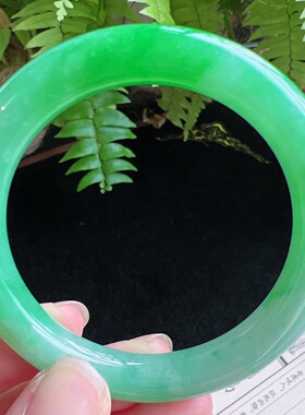 圆条52圈口缅甸天然A货老坑种玉镯平洲翡翠手镯精选编号077D0422E