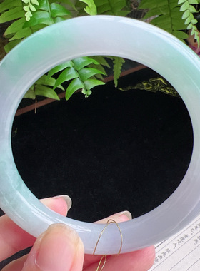 圆条58圈口缅甸天然A货老坑种玉镯平洲翡翠手镯精选编号051D0320E