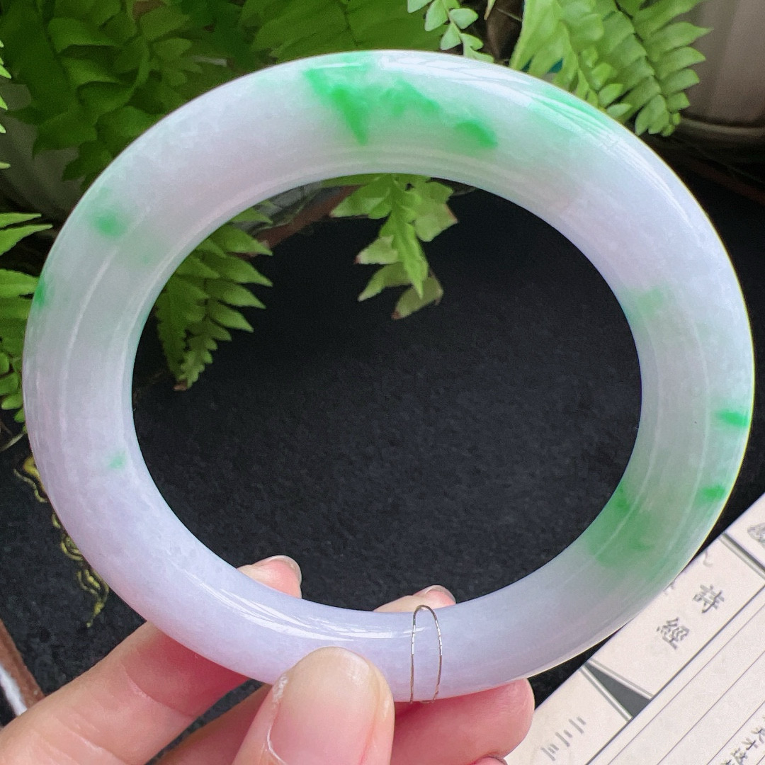 圆条58圈口缅甸天然A货老坑种翡翠手镯玉镯子平洲翡翠手镯精选