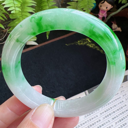 正圈54圈口缅甸天然A货老坑种翡翠手镯玉镯子平洲直供052D0128