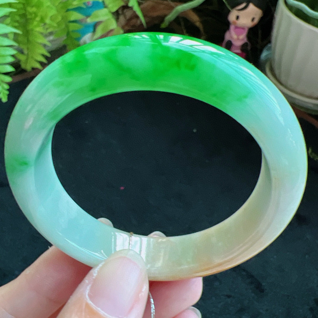 52圈口缅甸天然A货老坑种翡翠手镯玉镯子平洲翡翠手镯精选