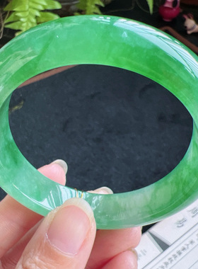 54圈口缅甸天然A货老坑种翡翠手镯玉镯子平洲直供077D0202E