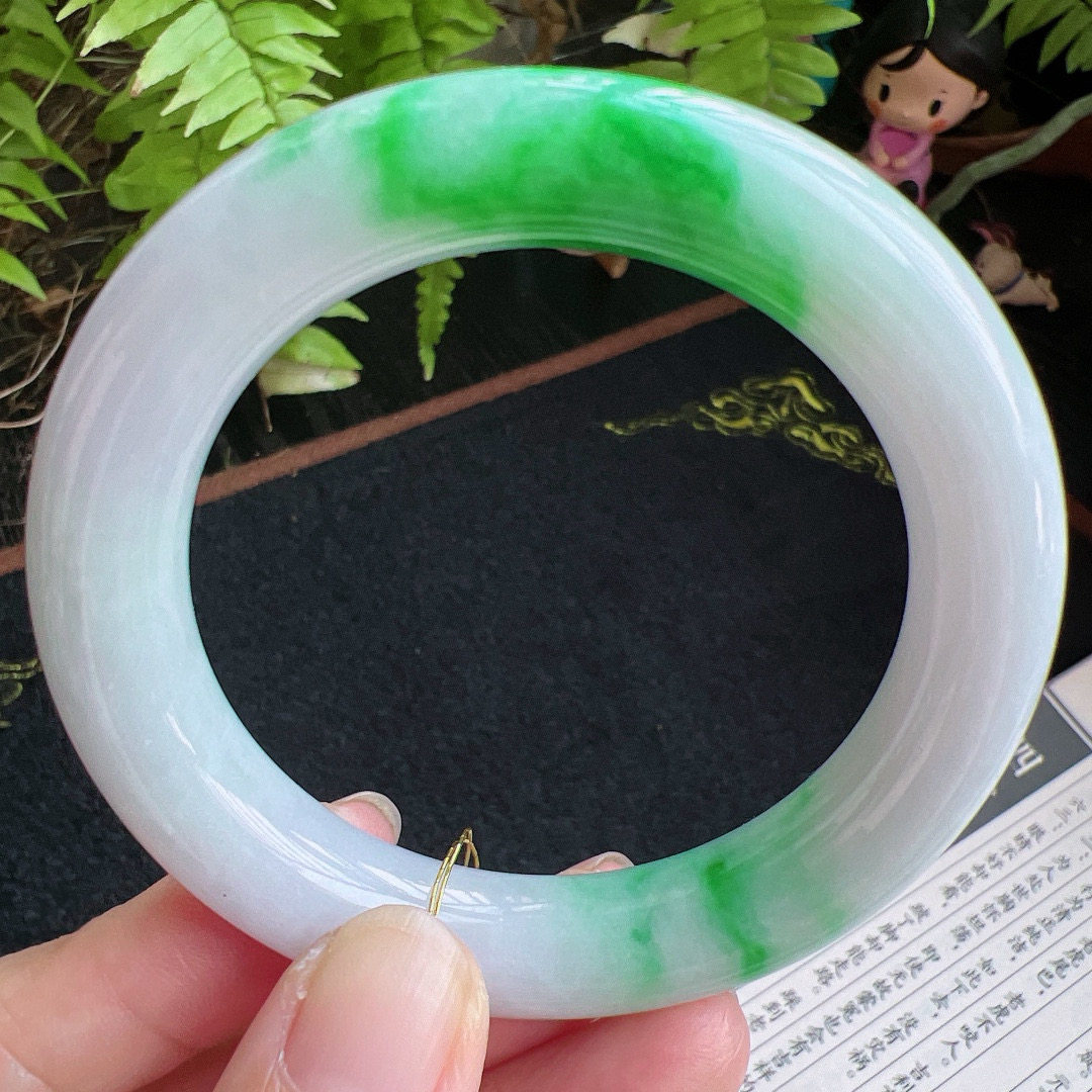 圆条53圈口缅甸天然A货老坑种翡翠手镯玉镯子平洲翡翠手镯精选,珠宝/钻石/翡翠,手镯,淘宝优惠券,粉丝福利购,淘宝优惠卷