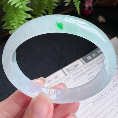 53圈口缅甸天然A货老坑种翡翠手镯玉镯子平洲直供077D0208E