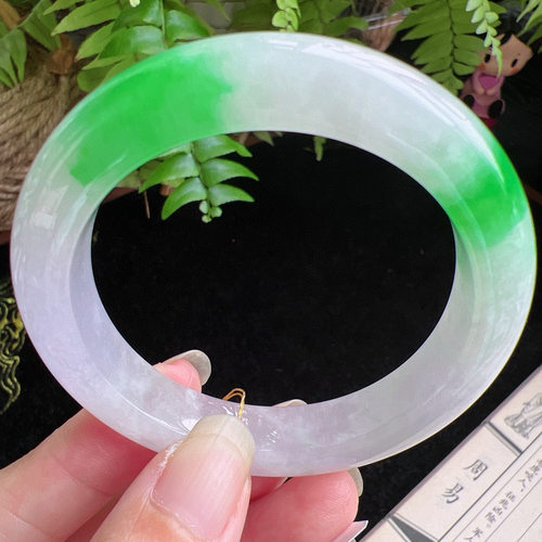 51圈口缅甸天然A货老坑种玉镯平洲翡翠手镯精选编号047D0403E