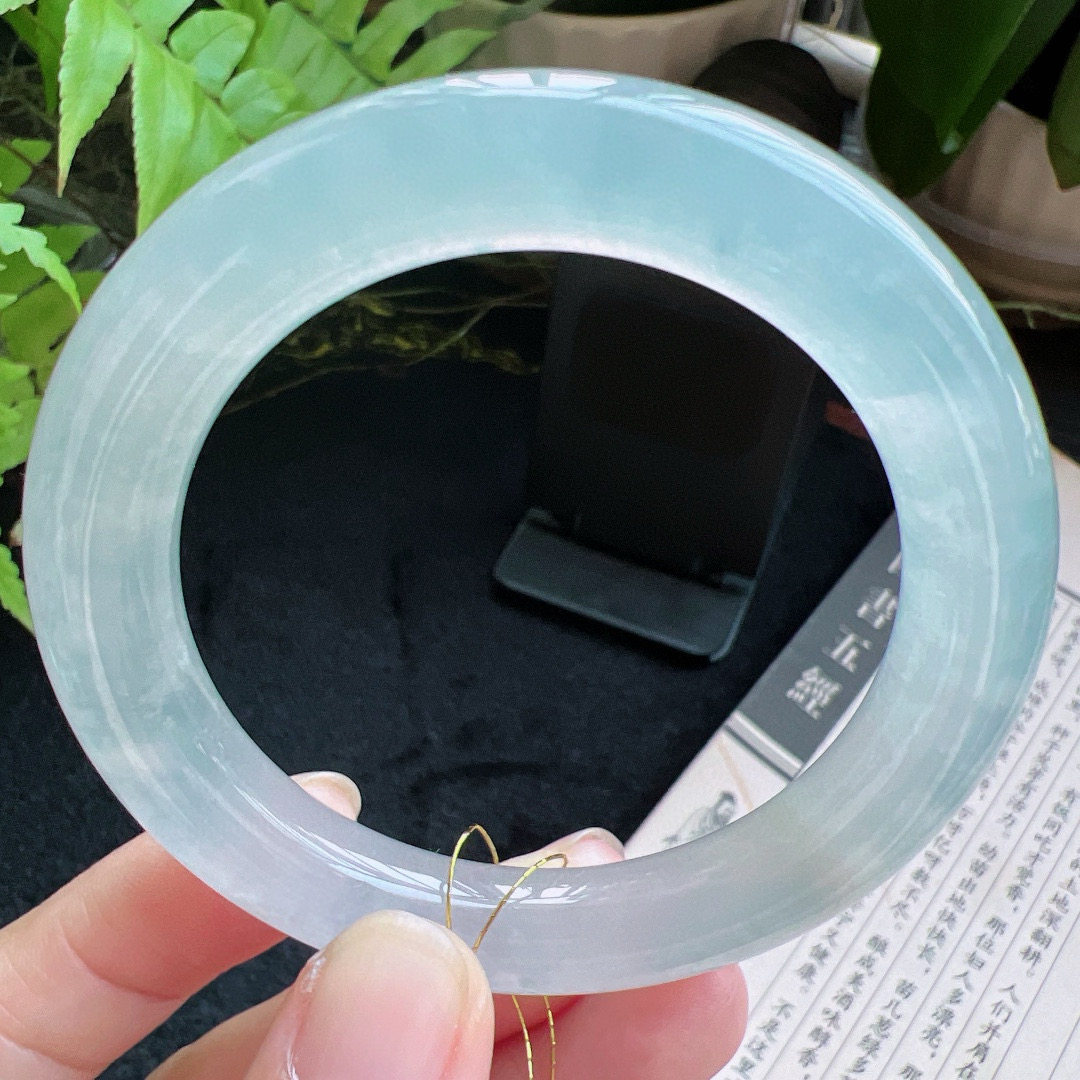 圆条52圈口缅甸天然A货老坑种翡翠手镯玉镯子平洲翡翠手镯精选