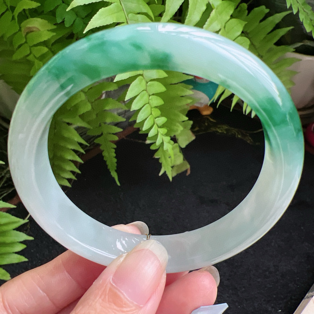 57圈口缅甸天然A货老坑种翡翠手镯玉镯子平洲翡翠手镯精选