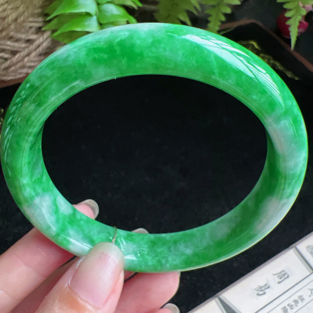 60圈口缅甸天然A货老坑种玉镯平洲翡翠手镯精选编号049D0327E