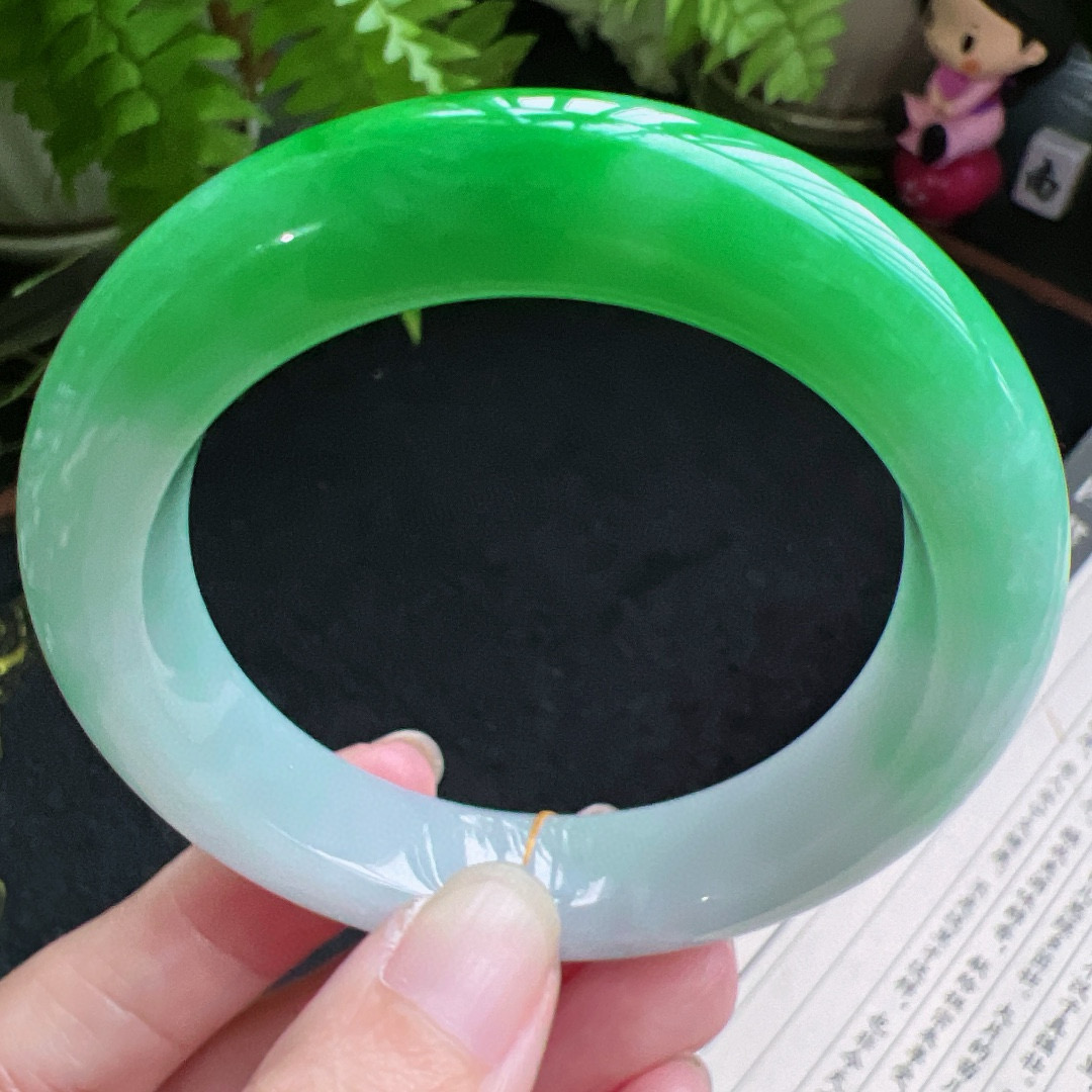 55圈口缅甸天然A货老坑种翡翠手镯玉镯子平洲翡翠手镯精选