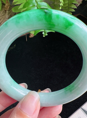 圆条56圈口缅甸天然A货老坑种玉镯平洲翡翠手镯精选编号062D0331E